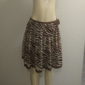 Vertigo Paris 6 Brown White Pleats Belt Teen Junior Child Skirt